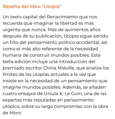 Apresúrate y participa por 1 libro "Utopía" de Tomás Moro 2 Resena Utopia de Tomas Moro